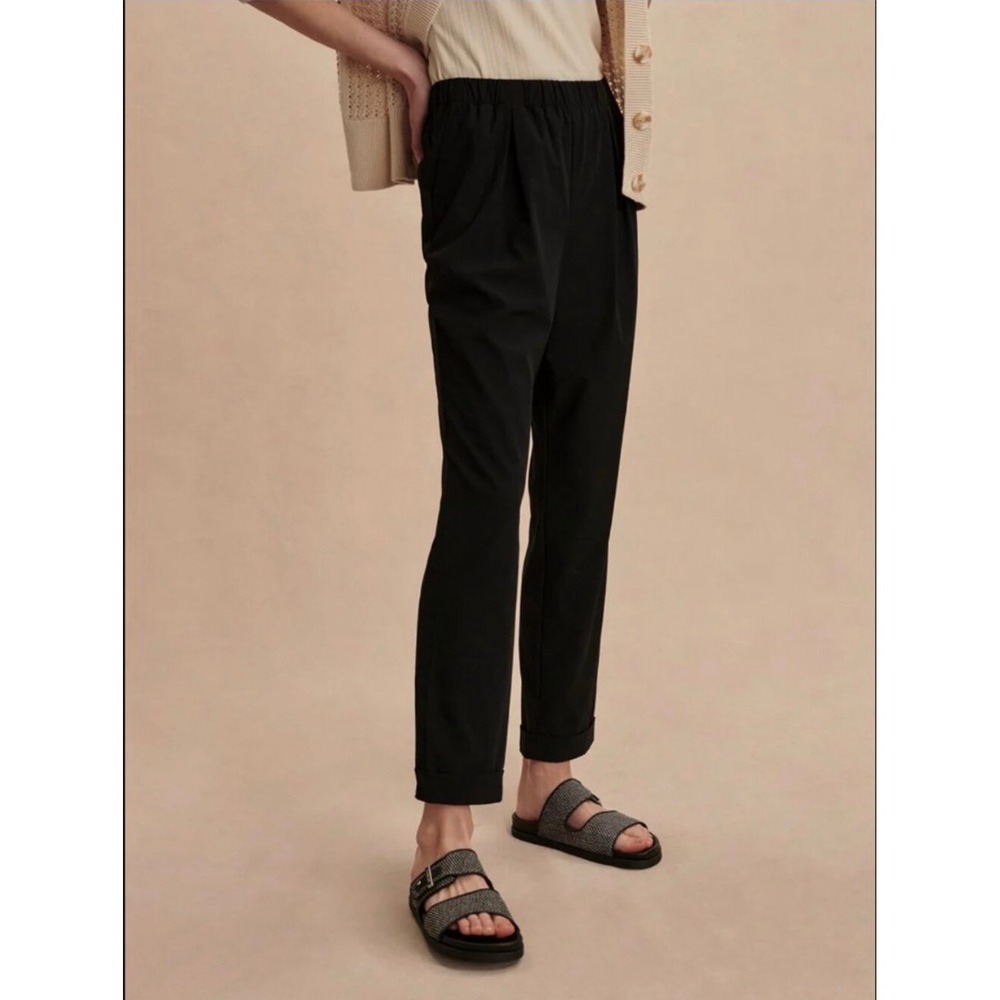 Varley Alana Slim Tapered Cuff Pant Black Soft Stretch Woven Joggers Small 27"